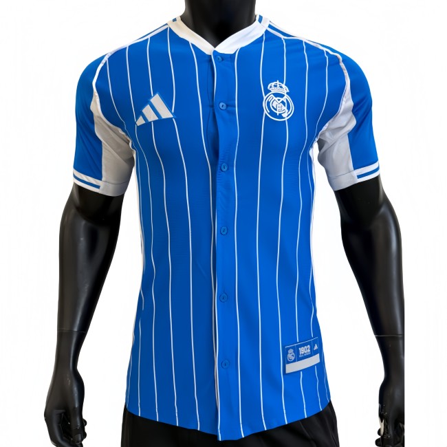 2025-26 Mens Real Madrid Player sky blue Casual Edition Baseball Jersey