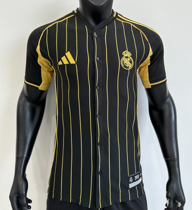 2025-26 Mens Real Madrid Player black yellow Casual Edition Baseball Jersey