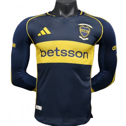 2025-26 Player version Boca Juniors home long sleeve soccer Jersey