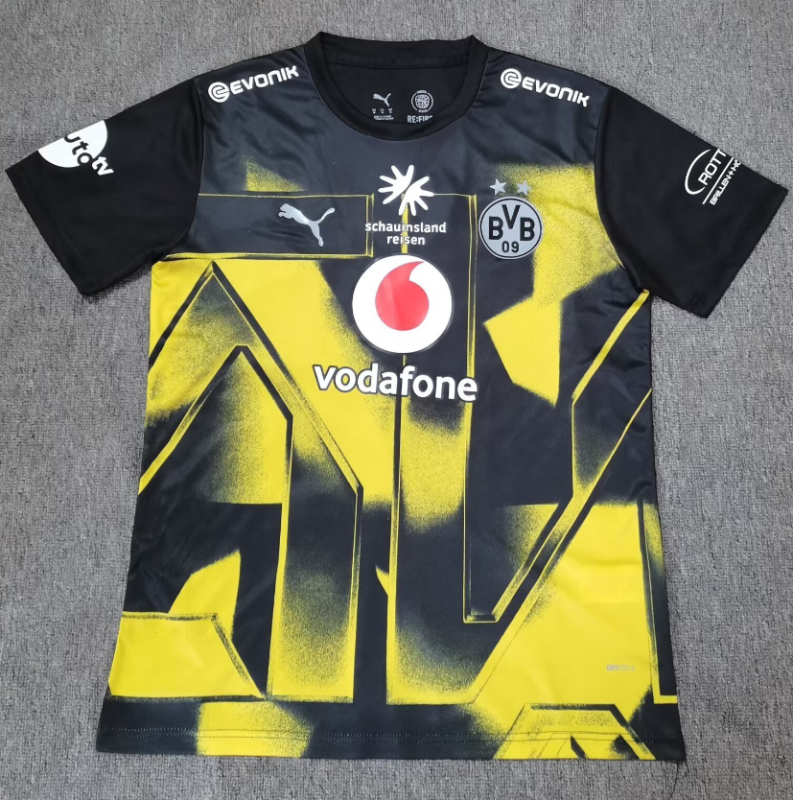 2025-26 Mens Borussia Dortmund  black and yellow soccer jersey