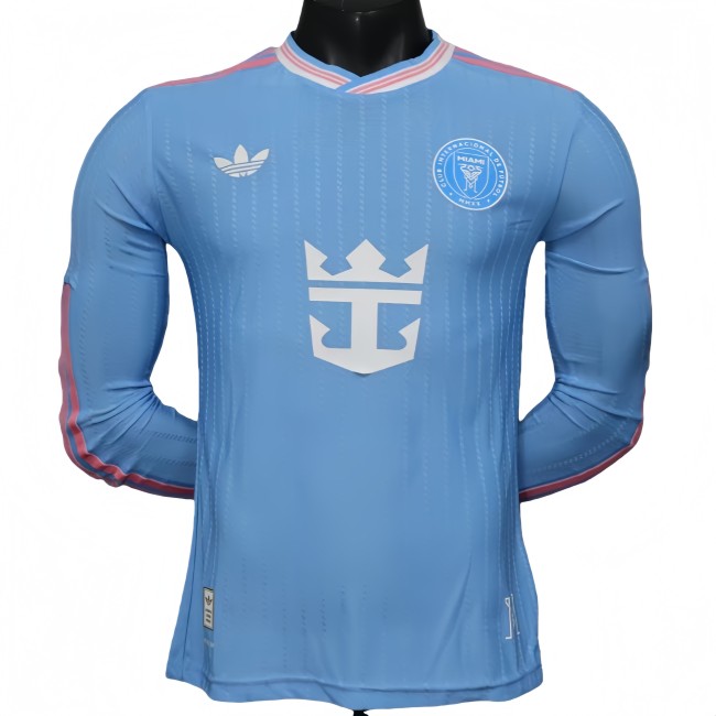 2025-26 Inter Miami Third Away blue Long Sleeve Player Version  Long Sleeve Soccer Jersey