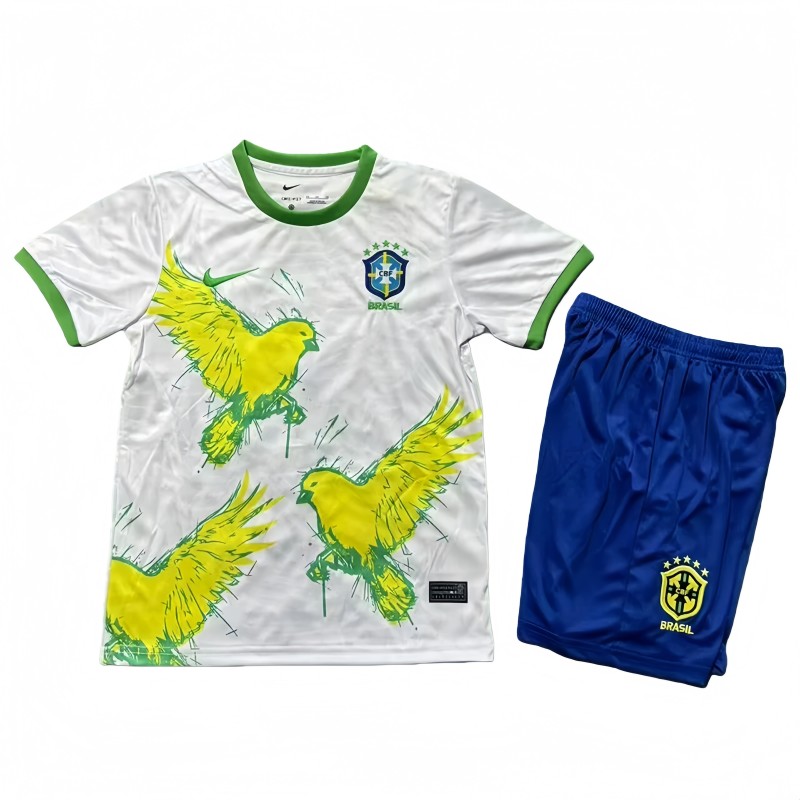 2022-23 Kids Brazil White Special Edition Soccer Jersey