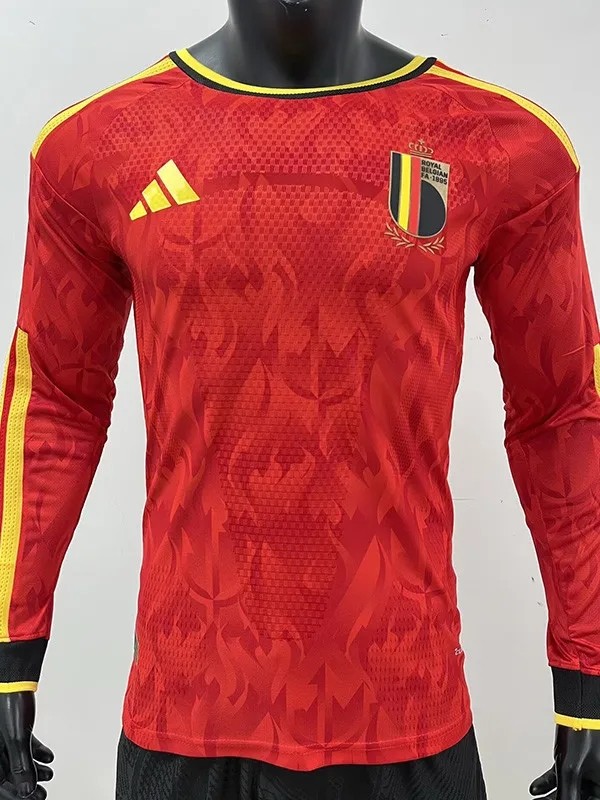 2026-27 Mens Belgium home red Player version long sleeve soccer Jersey