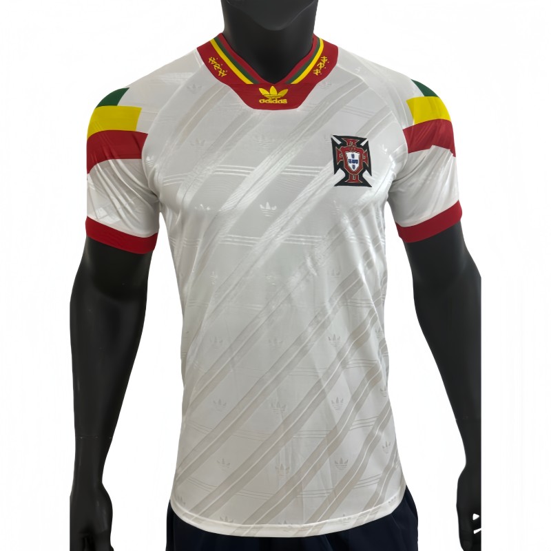 1992-94  Mens Portugal away white Retro  Soccer Jersey