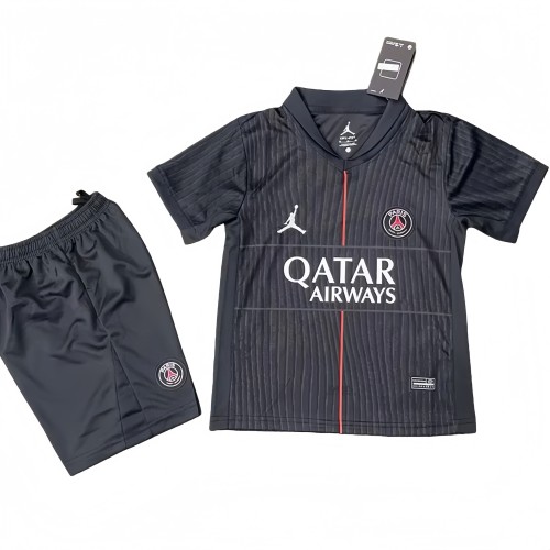 2025-26 Kids PSG Fourth away black soccer jersey