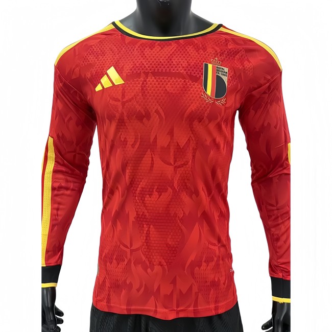 2026-27 Mens Belgium home red Player version long sleeve soccer Jersey