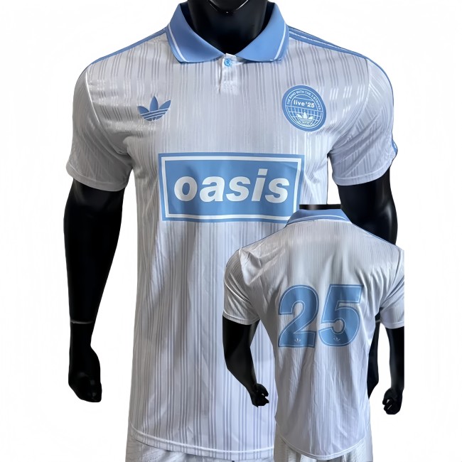 2025-26 Mens Oasis white blue Polo  Player version 25# soccer jersey