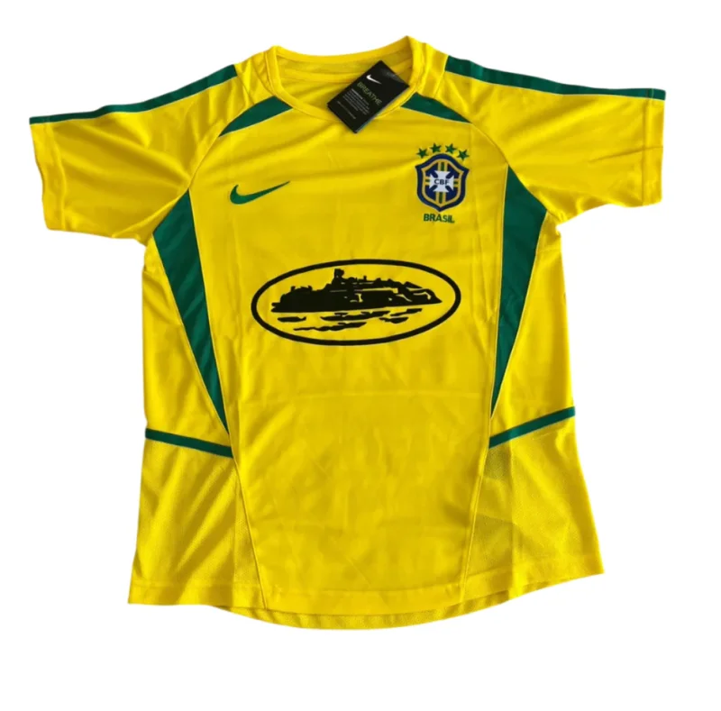 2002 Mens Brazil Retro yellow  soccer Jersey