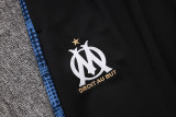 2025-26 Mens Marseille black blue Half-pull Tracksuit suit