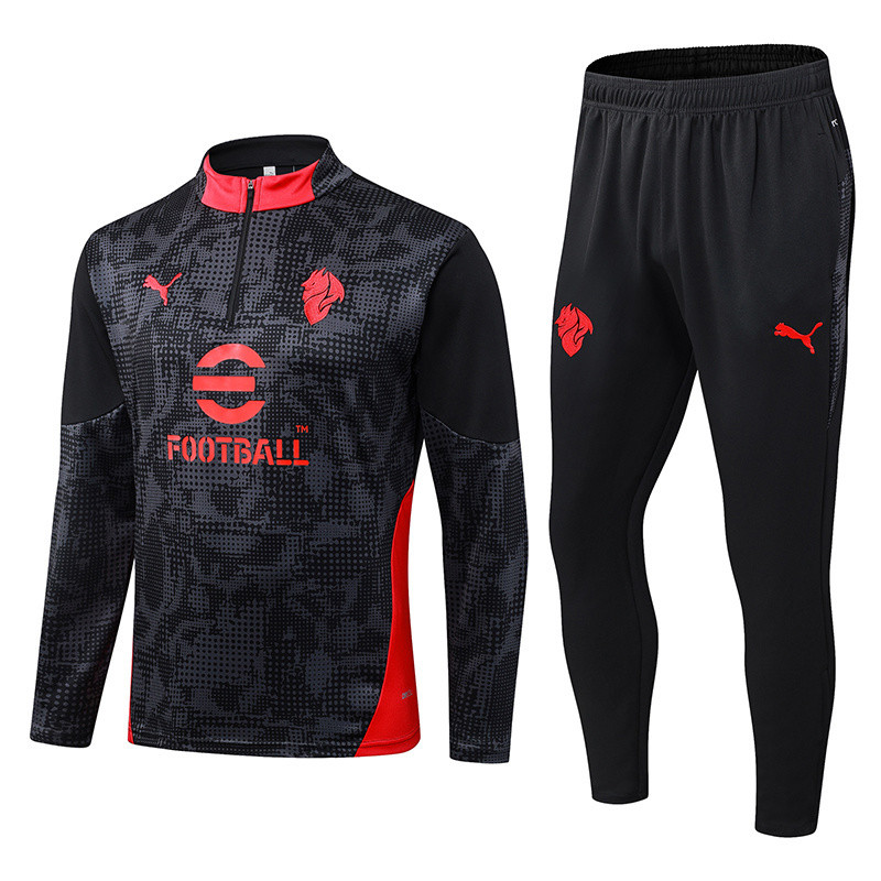 2025-26 Mens AC Milan black half-pull Tracksuit suit