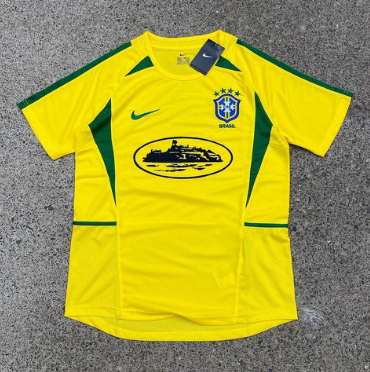 2002 Mens Brazil Retro yellow  soccer Jersey