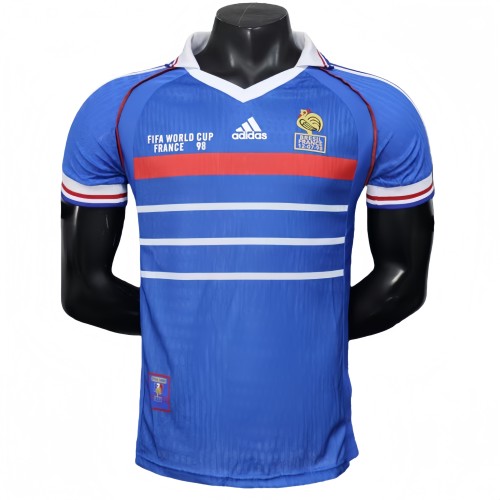 1998 Mens France World Cup home retro Player version soccer Jersey