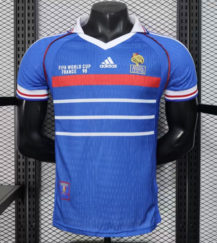 1998 Mens France World Cup home retro Player version soccer Jersey