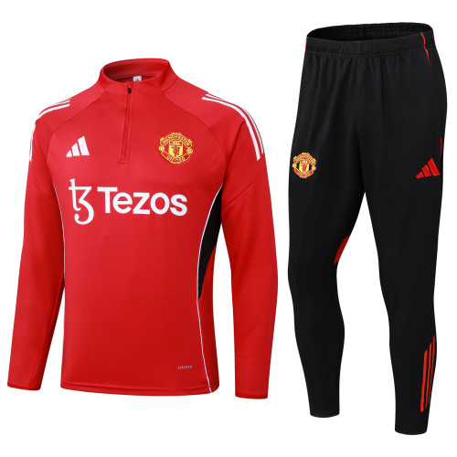 2025-26 Mens Manchester United  red Half-pull Training suit