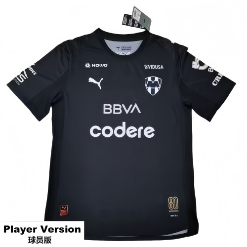 2025-26 Mens Monterrey black goalkeeper Player version Soccer Jersey