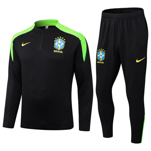 2025-26 Mens Brazil black Half-pull Tracksuit