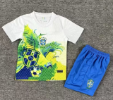 2025 Kids Brazil Special Edition white green Soccer Jersey