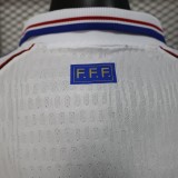 1998 Mens Retro France  away white  Player version soccer Jersey
