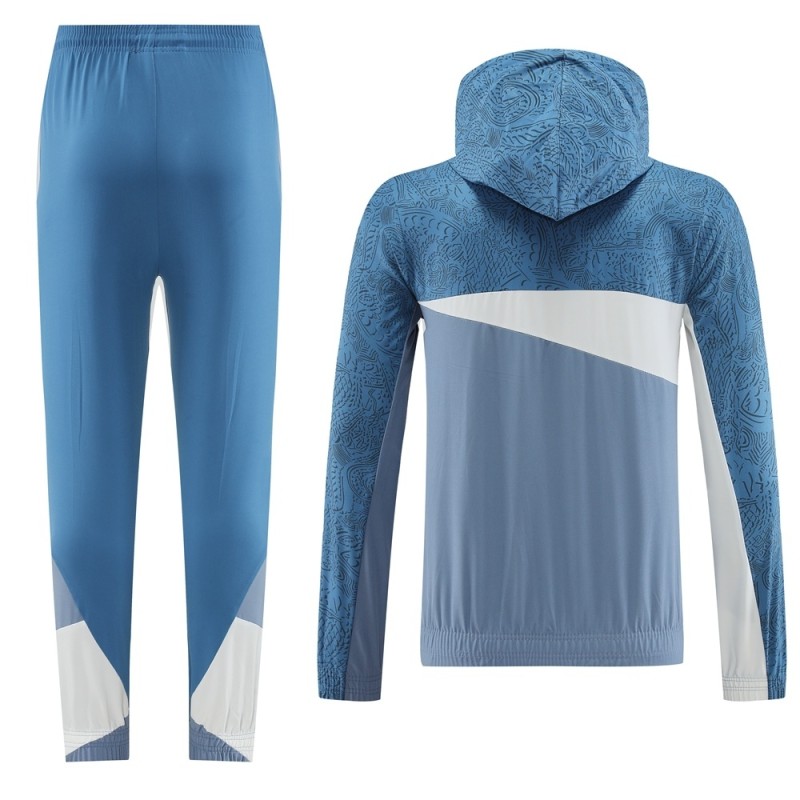 2025-26 Mens Marseille blue-gray Half pull Tracksuit suit