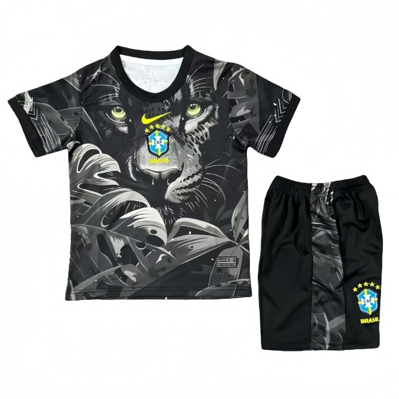 2025 Kids Brazil Special Edition black Soccer Jersey