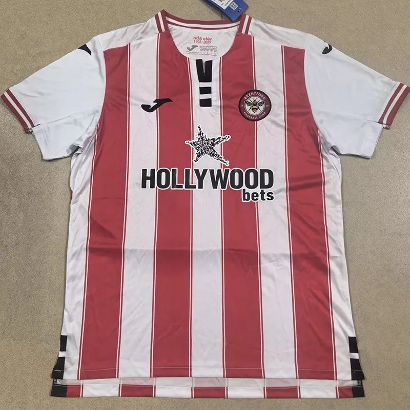 2025-26 Mens Brentford Home red white  Soccer Jersey