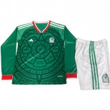 2026-27 Mexico Kids home green long sleeve Soccer Jersey