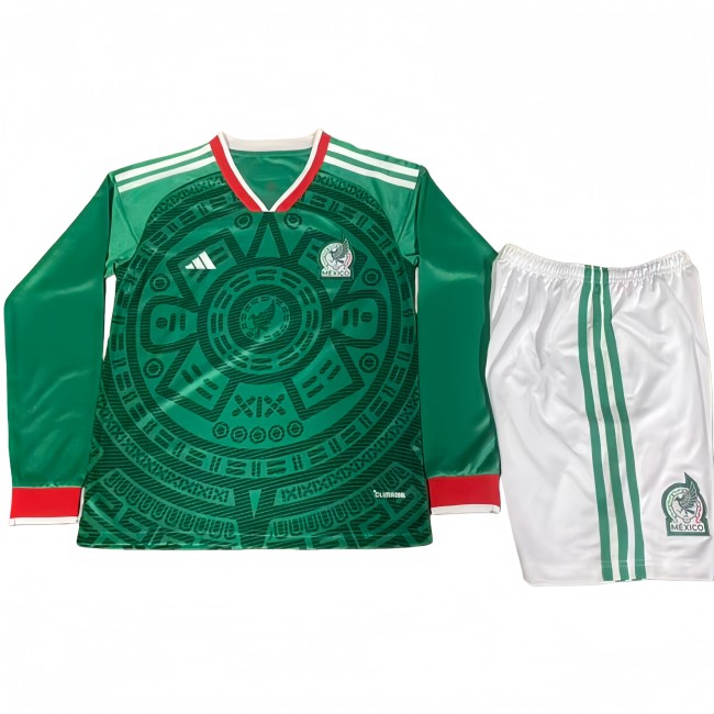 2026-27 Mexico Kids home green long sleeve Soccer Jersey
