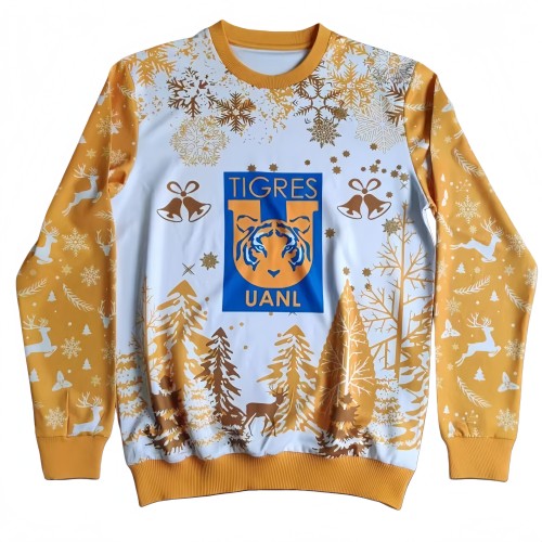2025-26 Mens Tigres UANL Christmas white Yellow Hoodie Jersey