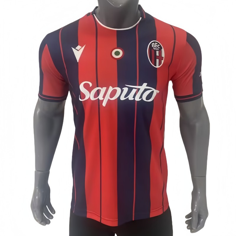 2025-26 Mens Bologna Home red blue  Player version Soccer Jersey