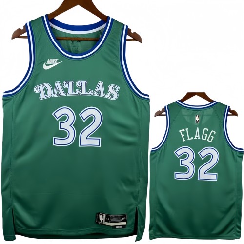25-26 Dallas Mavericks FLAGG #32 Green Retro Top Quality Hot Pressing NBA Jersey