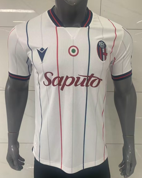 2025-26 Mens Bologna Away white  Player version Soccer Jersey