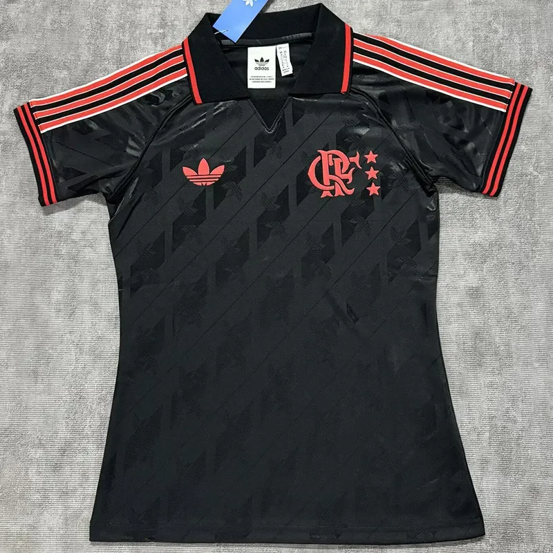 2025-26 Women  Flamengo black polo soccer Jersey