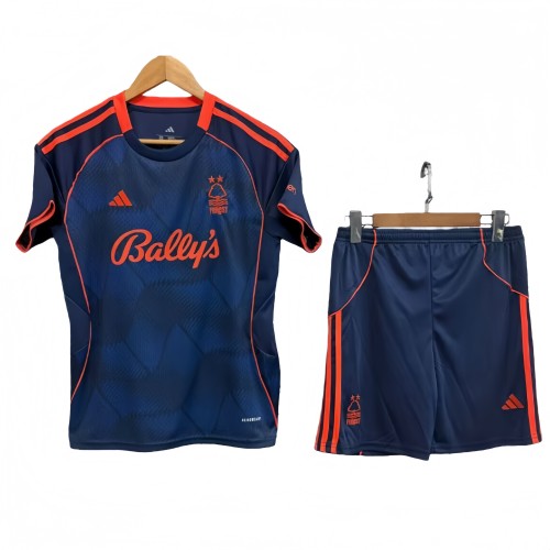 2025-26 Kids Nottingham Forest Third away blue soccer Jersey