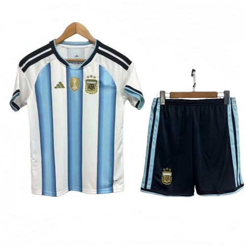 2026-27 Kids Argentina home with FIFA World Champions 2022 Patch soccer Jersey