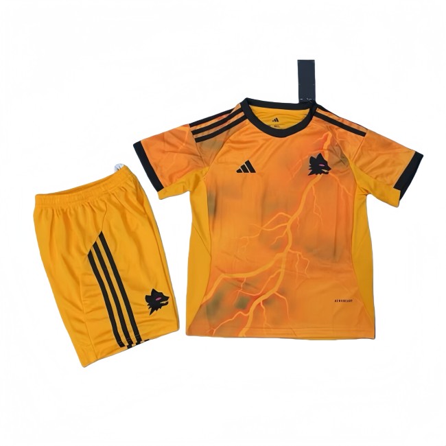 2025-26 Kids Roma away yellow soccer Jersey