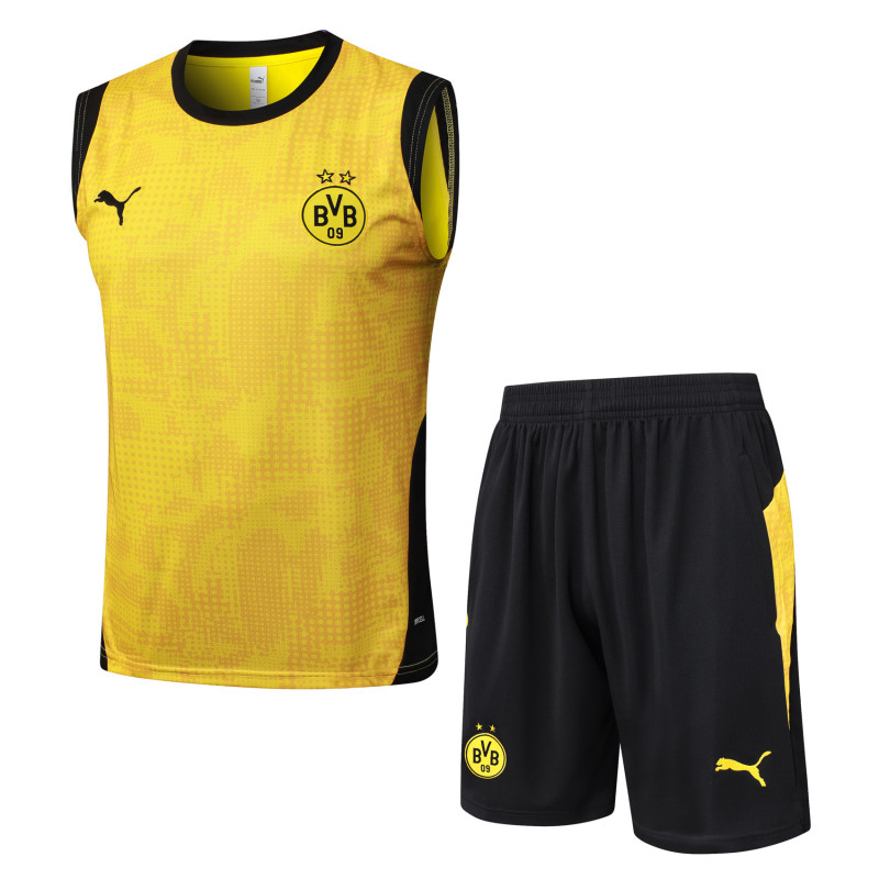 2025-26 Mens Borussia Dortmund yellow Vest short training suit   D25215#