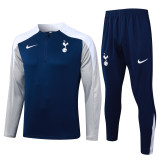 2025-26 Mens Tottenham Hotspur royal blue Half pull Tracksuit suit  B25111#