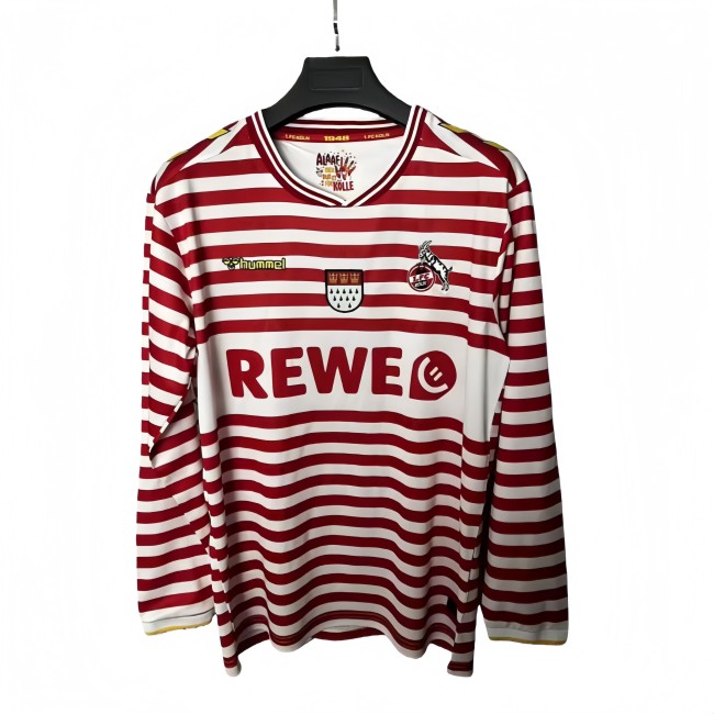 2025-26  Mens FC Koln red white Long Sleeve soccer jersey