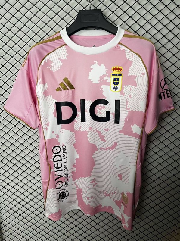 2025-26 Mens  Real Oviedo Pink Soccer Jersey