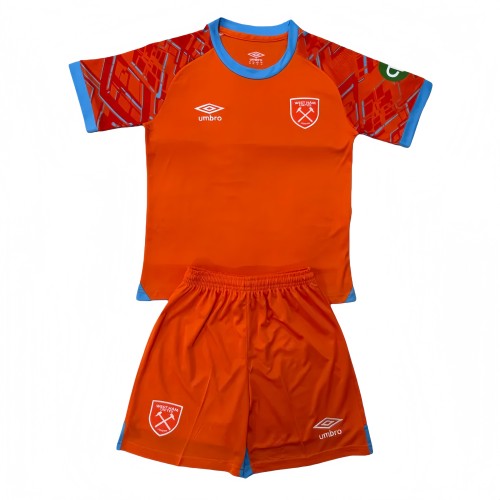 2025-26 Kids West Ham United Orange Goalkeeper  Soccer Jersey