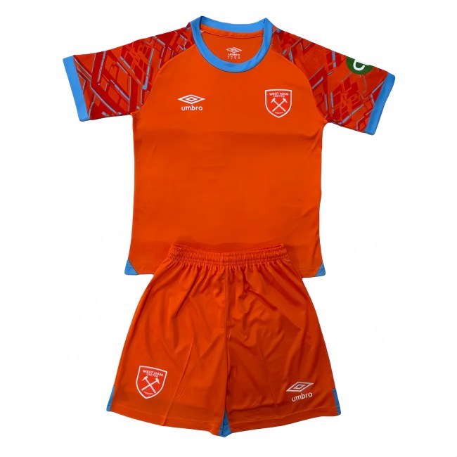 2025-26 Kids West Ham United Orange Goalkeeper  Soccer Jersey