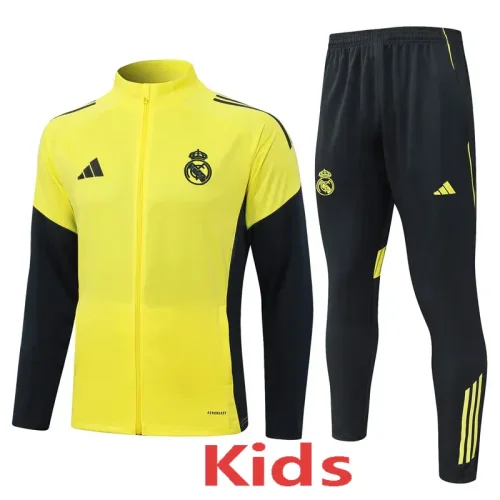 2025-26 Kids Real Madrid Yellow Jacket Tracksuit suit  #E25112