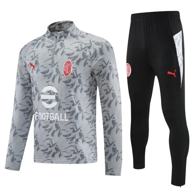 2025-26 Mens AC Milan Gray half-pull Tracksuit suit
