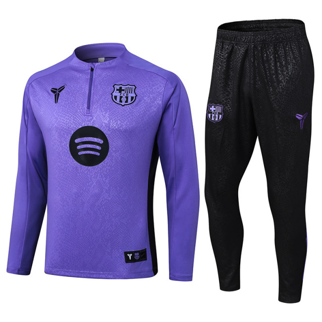 2025-26 Mens Barcelona Purple Half Pull Tracksuit suit