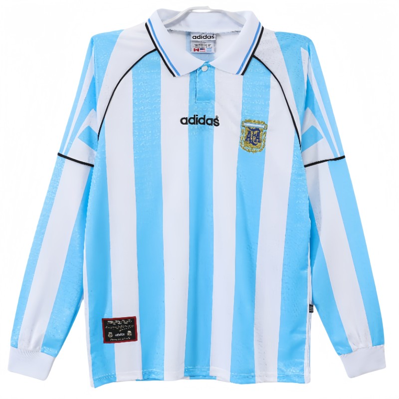 1996-97 Mens Argentina Retro  home long sleeve soccer Jersey