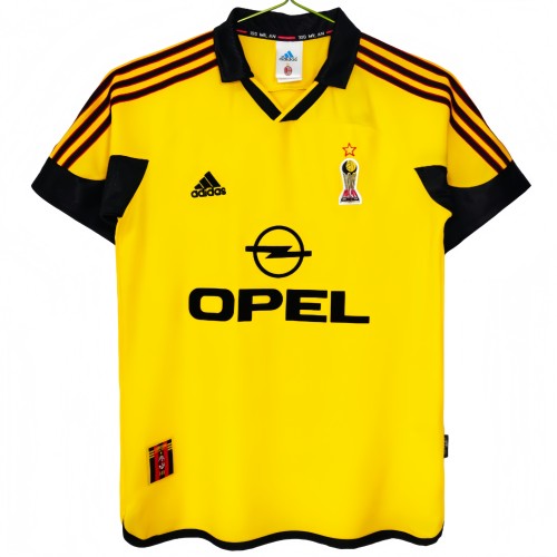 1999-00 Mens AC Milan Retro Away yellow soccer Jersey