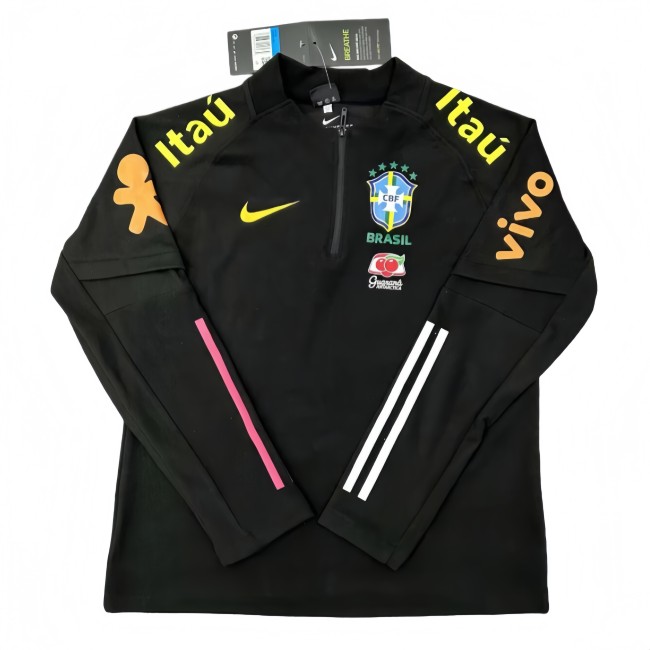 2025-26 Mens Brazil black half-pull Training jersey