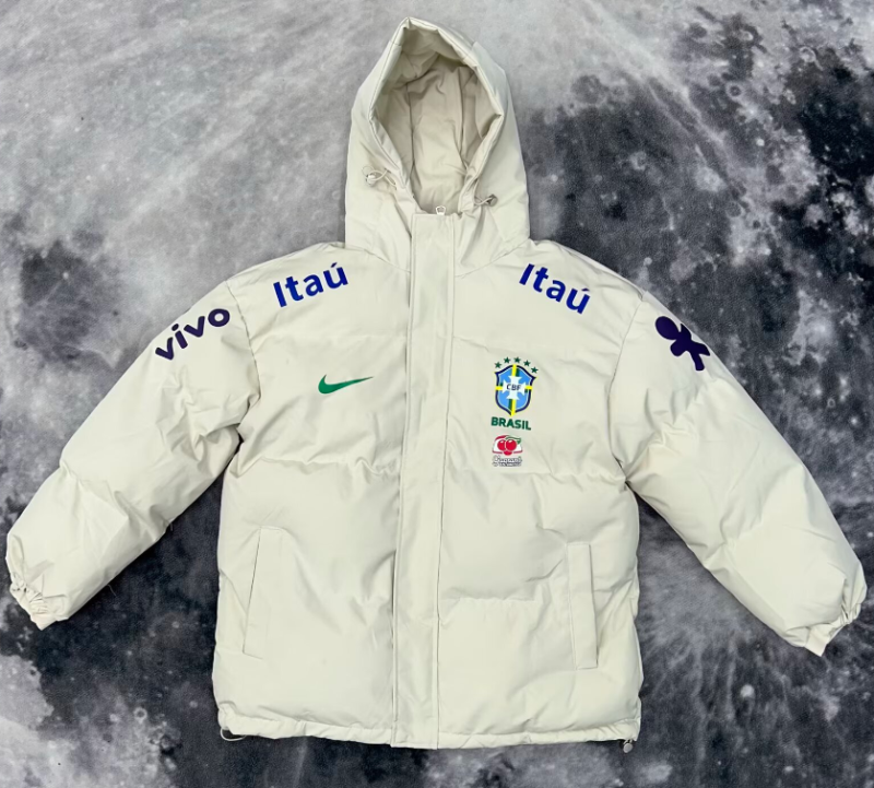 2025-26 Mens Brazil khaki Hooded Cotton Coat