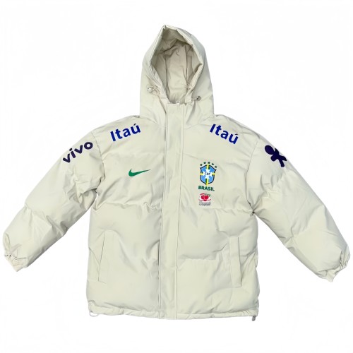 2025-26 Mens Brazil khaki Hooded Cotton Coat