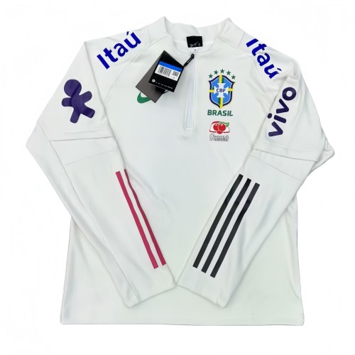 2025-26 Mens Brazil White half-pull Training jersey